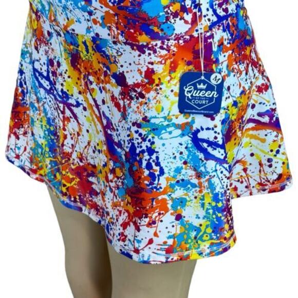 Queen of the Court Splatter Paint Tennis Skirt Pickleball Skort Sz M NWT - Picture 3 of 9